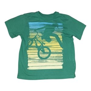 Green Kids T-Shirt with Bicycle Print